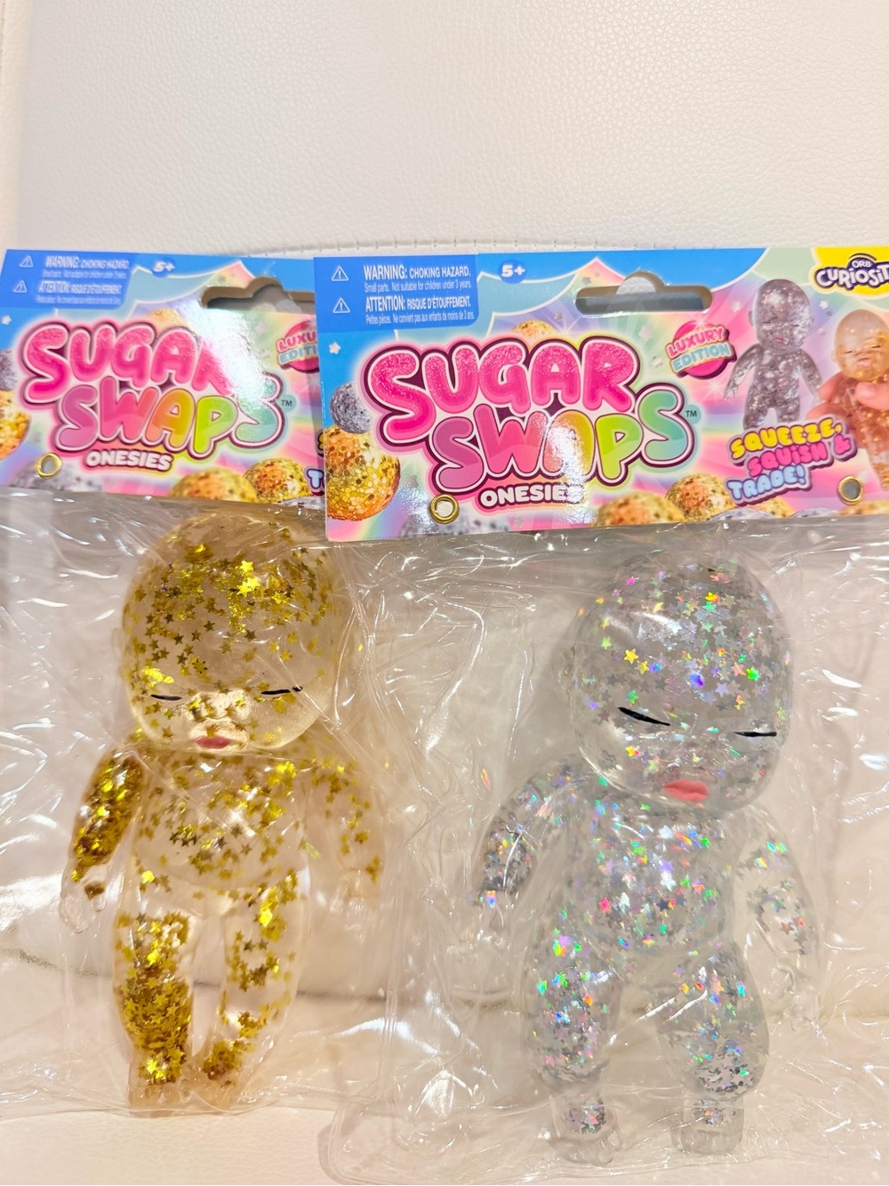 Onesies Kids Toy - Clear with Silver Glitter & Clear with Gold Glitter
